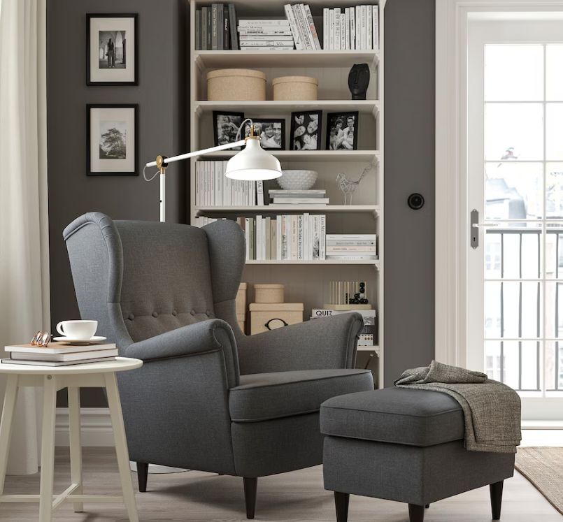 Sillón Gris Negro Con Banqueta